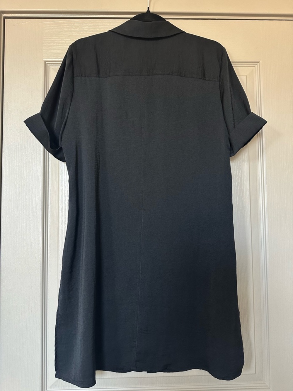 Chico’s Black Button Front Tunic Shirt Size 1 Short Sleeve Lightweight - Picture 5 of 12